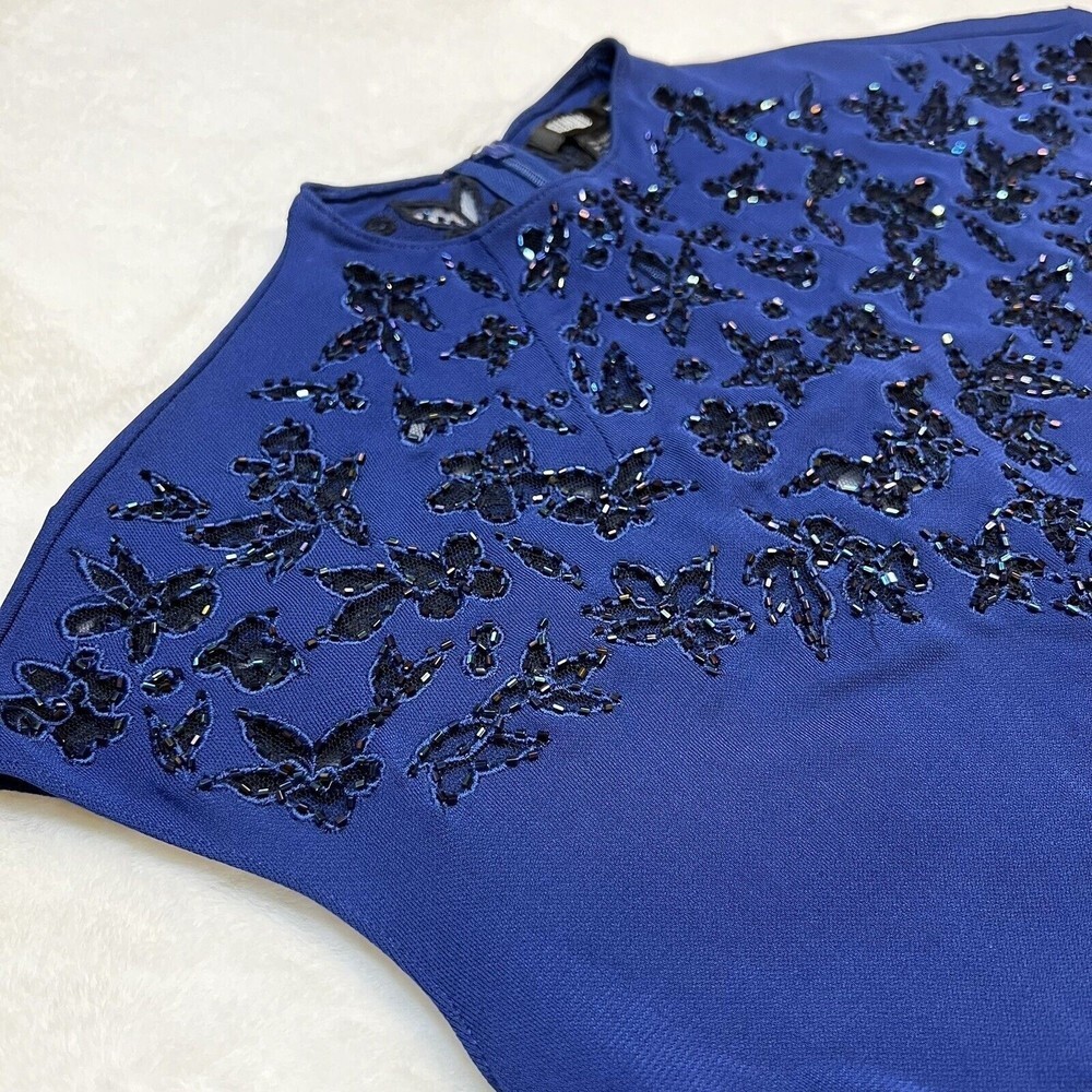 Rimini by Shaw Gown Formal Beaded Top Blue Maxi Women’s 6 - Picture 8 of 13